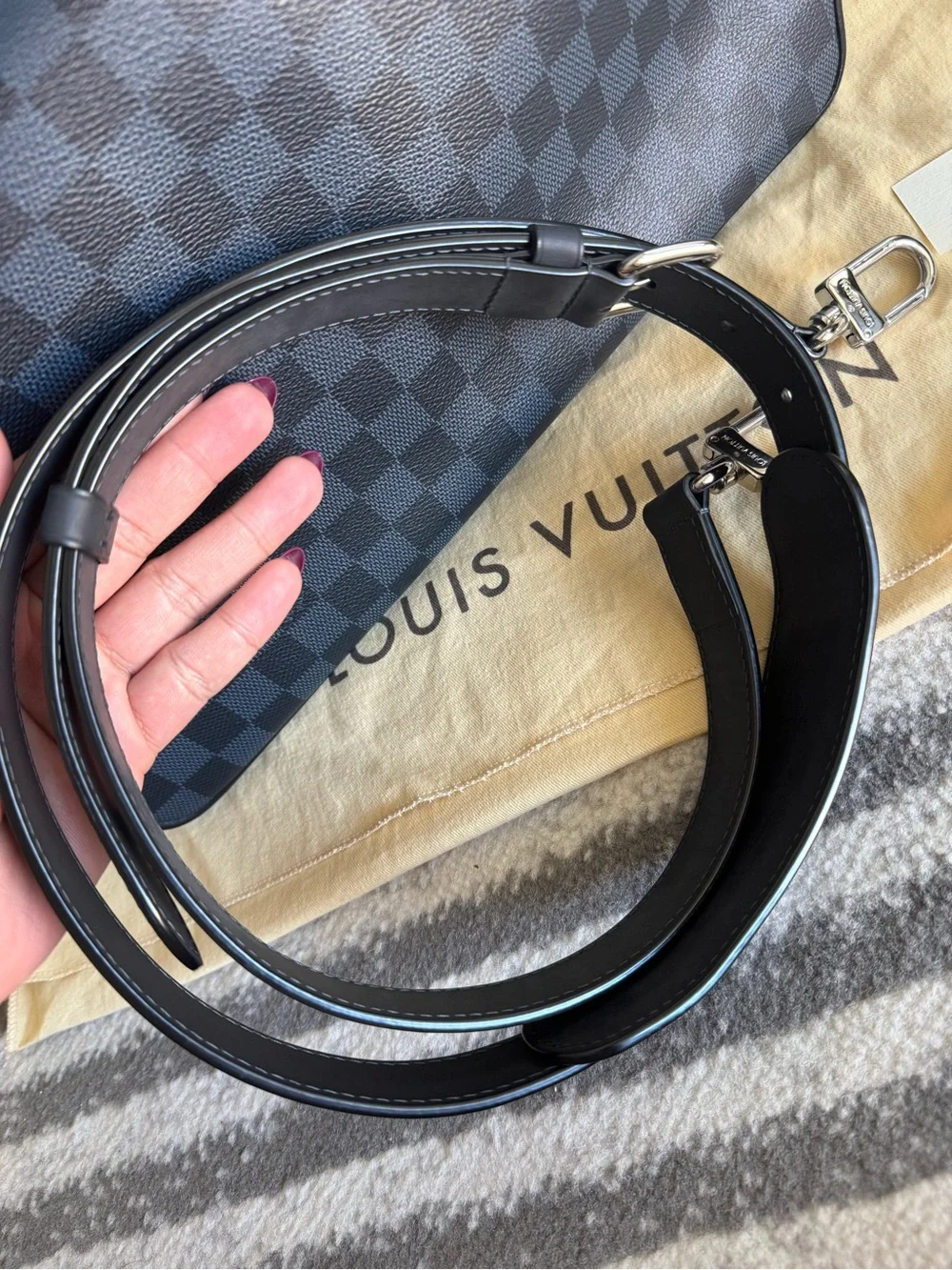 Louis Vuitton Blue Damier Graphite Messenger Bag with Silver Hardware